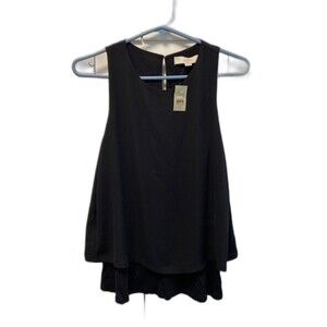 Ann Taylor Loft Womens XSP Black Tiered Sleeveless Shell Blouse NWT 440886